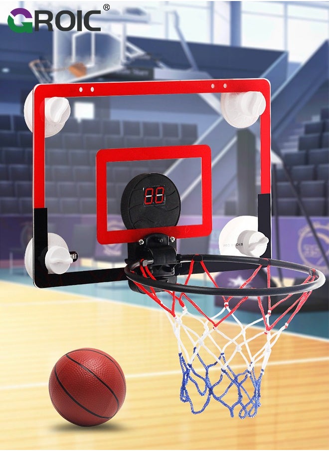 Mini Basketball Hoop with LED Light Electronic Scoreboard, 15.7