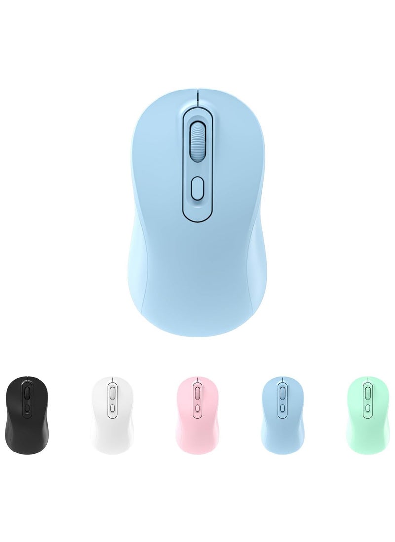 Wireless Mouse 2.4G with USB Mini Receiver, Rechargeable Type-C Silent Mouse, 800/1200/1600 DPI Optical Tracking Mouse for PC/Mac/Laptop/Ipad (Blue)