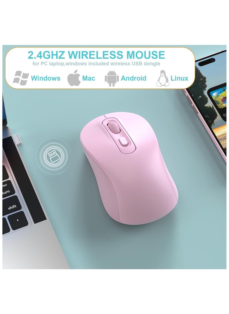 Wireless Mouse 2.4G with USB Mini Receiver, Rechargeable Type-C Silent Mouse, 800/1200/1600 DPI Optical Tracking Mouse for PC/Mac/Laptop/Ipad (Blue)