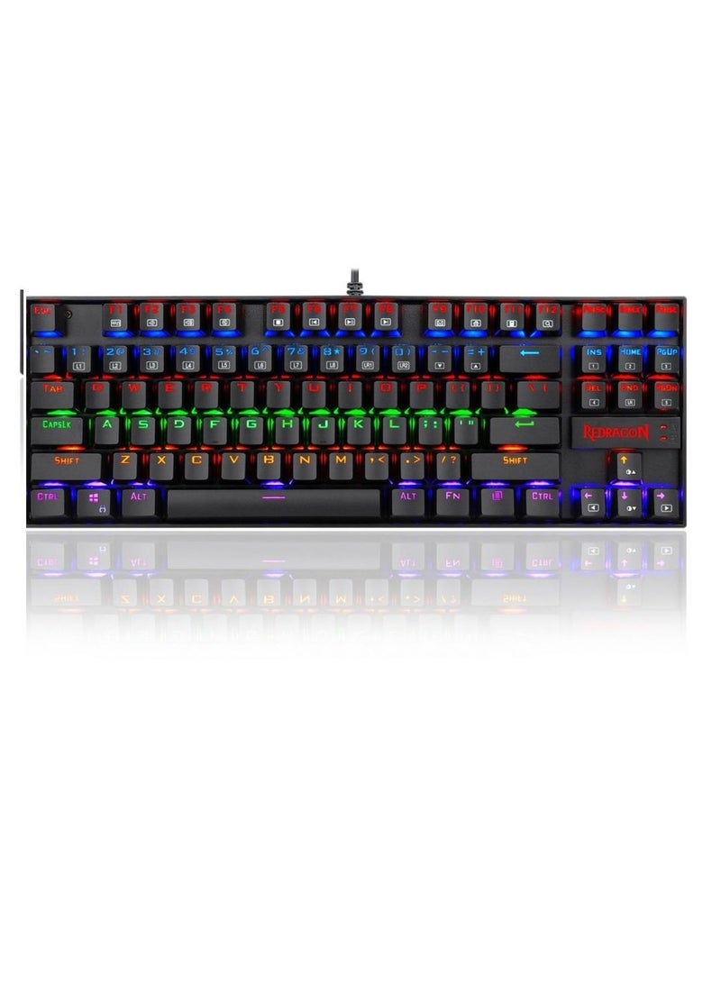 K552 Kumara Mechanical Gaming Keyboard – Rainbow  Backlight – Switch – 87 Key TKL Design – (AR / EN Key ) | Black