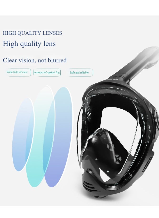 Full face Snorkeling mask with New Safety Breathing System and Camera Stand with 180-degree Panoramic View