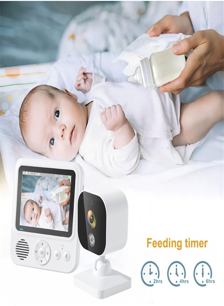 2.8 inch baby monitor with camera, rechargeable battery, 10x digital zoom, two-way talkback, VOX mode, night vision, temperature monitoring, lullaby