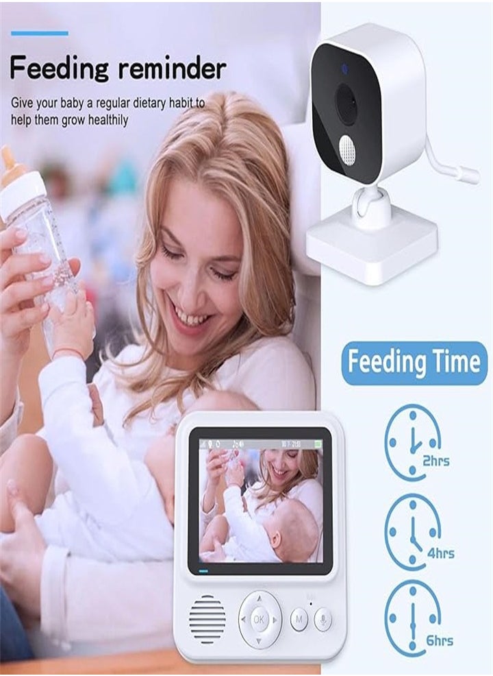 2.8 inch baby monitor with camera, rechargeable battery, 10x digital zoom, two-way talkback, VOX mode, night vision, temperature monitoring, lullaby