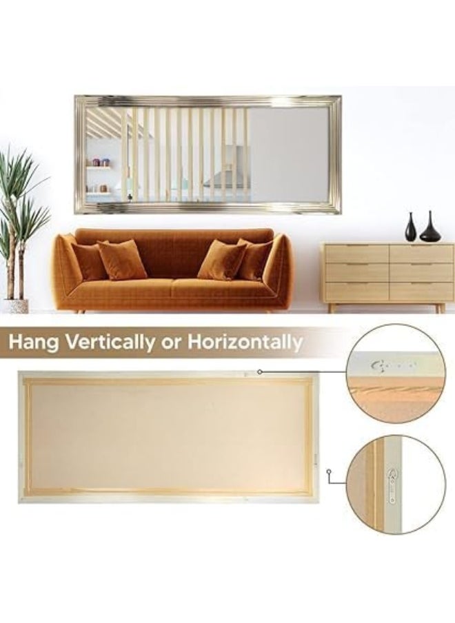 Full-Length Dressing Mirror – 70x180  cm, Large Rectangle Wall-Mounted Mirror with Thick PVC Frame, Bedroom & Living Room, Leaning or Hanging Design - Silver