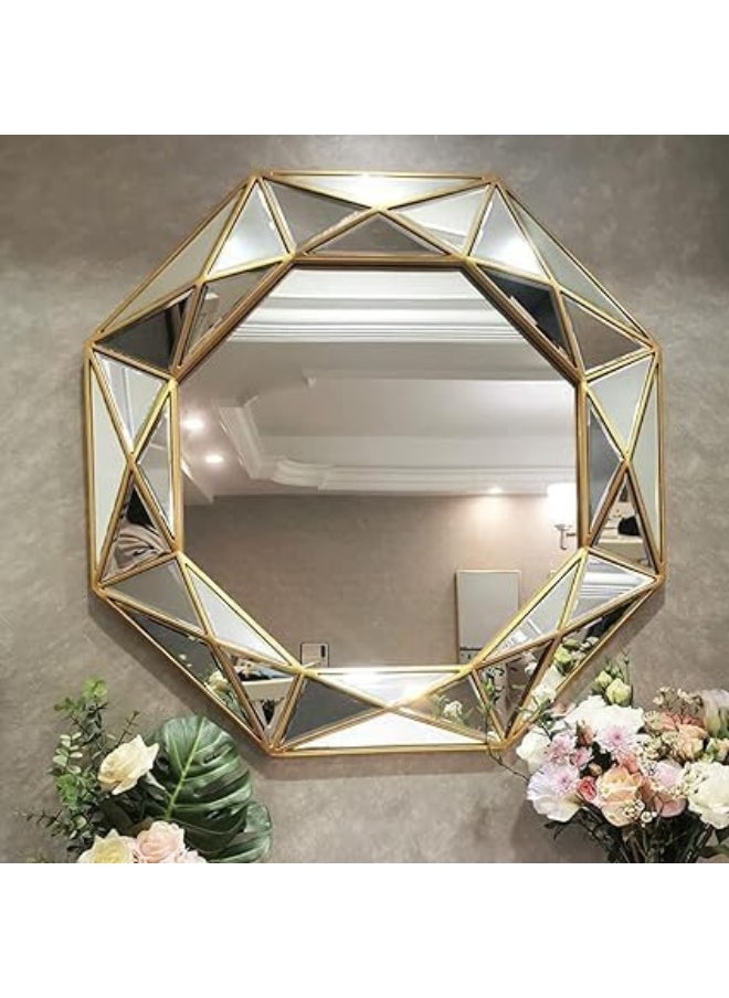 Decorhills 3D Octanganol Shape Mirror for Livingroom, Bathroom, Bedroom, Hallway Garden with Gold Outline