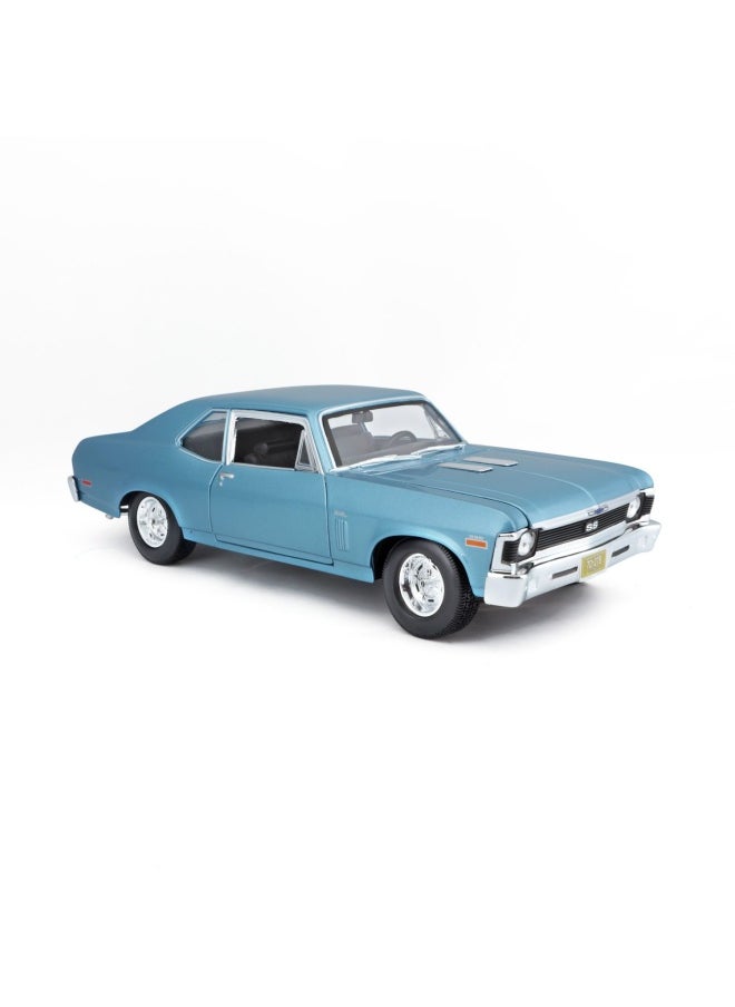 Maisto Chevrolet Nova SS Coupe 1970 Diecast Model Car (1:18, Metallic Blue)