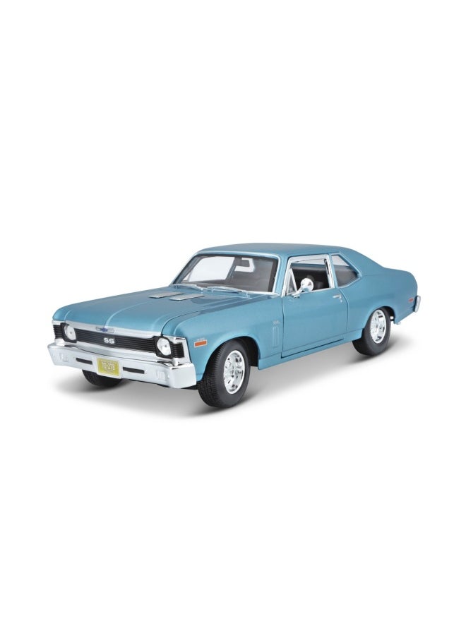 Maisto Chevrolet Nova SS Coupe 1970 Diecast Model Car (1:18, Metallic Blue)