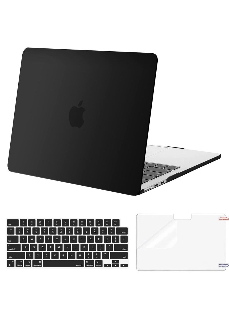 MacBook Air 13.6 inch Case 2022 Release A2681 M2 Chip with Liquid Retina Display Touch ID Plastic Hard Shell Case & Keyboard Cover & Screen Protector Black