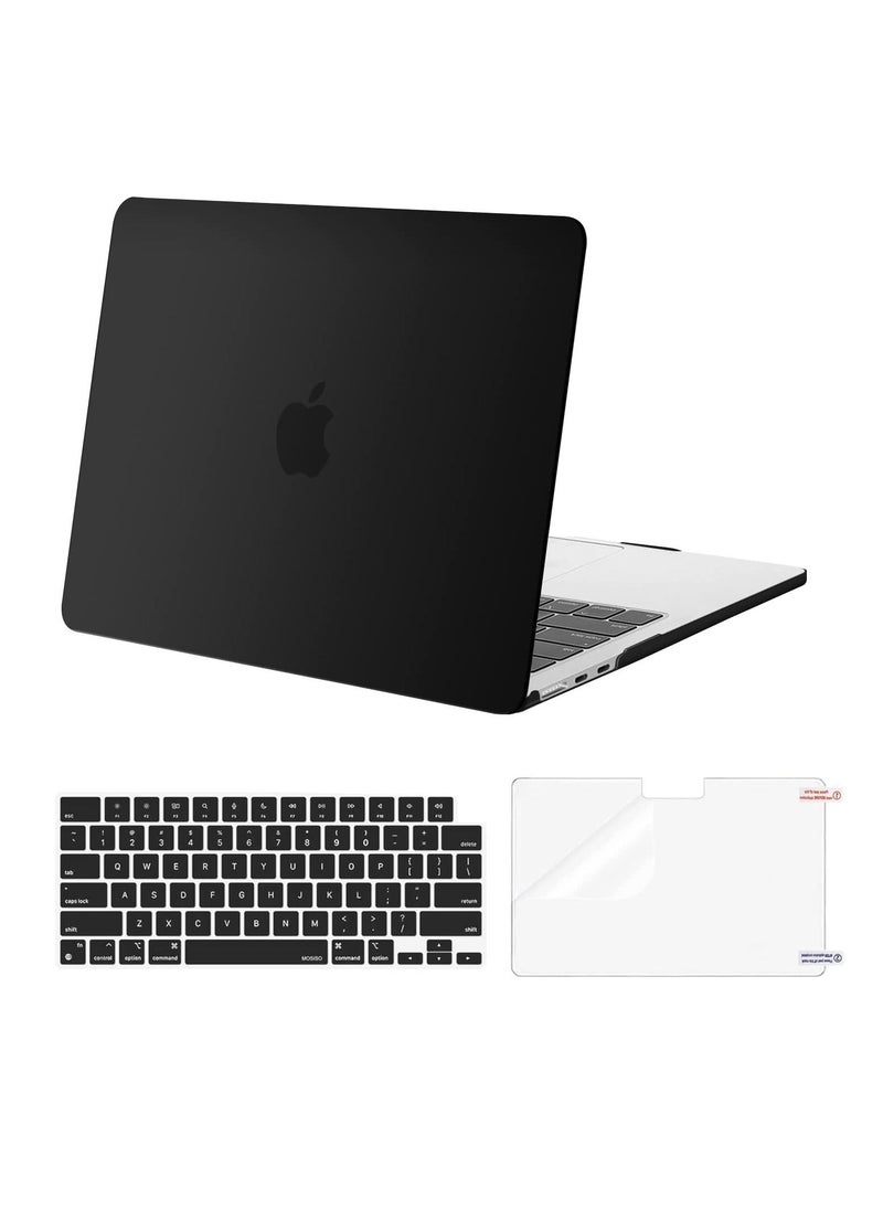 MacBook Air 13.6 inch Case 2022 Release A2681 M2 Chip with Liquid Retina Display Touch ID Plastic Hard Shell Case & Keyboard Cover & Screen Protector Black