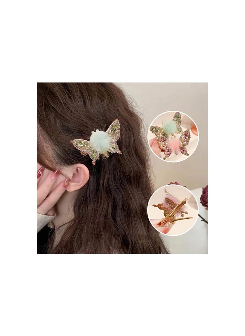 Flying Butterfly Hairpin, Glitter Butterfly Hair Clips, Butterfly Hair Clips Butterfly Clips, Moving Flying Butterfly Shiny Hair Clips Barrettes, Mini Butterfly Hair Clips (2Pcs-Purple)