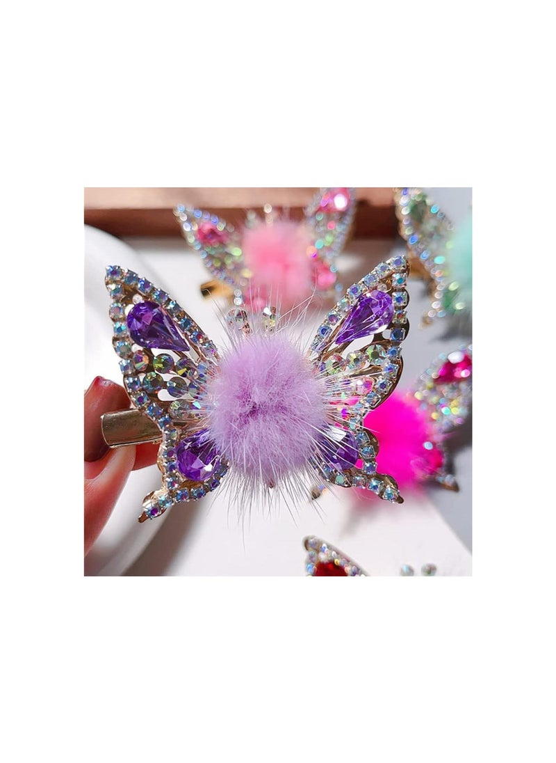 Flying Butterfly Hairpin, Glitter Butterfly Hair Clips, Butterfly Hair Clips Butterfly Clips, Moving Flying Butterfly Shiny Hair Clips Barrettes, Mini Butterfly Hair Clips (2Pcs-Purple)