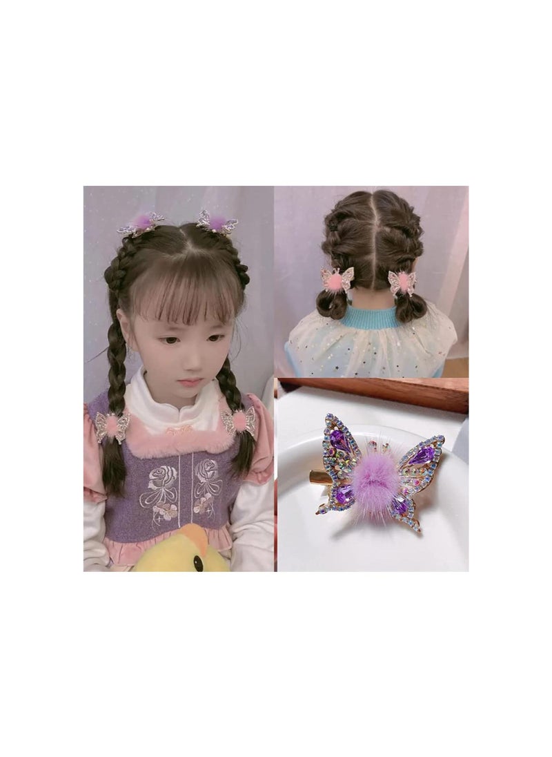 Flying Butterfly Hairpin, Glitter Butterfly Hair Clips, Butterfly Hair Clips Butterfly Clips, Moving Flying Butterfly Shiny Hair Clips Barrettes, Mini Butterfly Hair Clips (2Pcs-Purple)