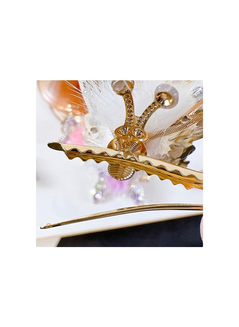 Flying Butterfly Hairpin, Glitter Butterfly Hair Clips, Butterfly Hair Clips Butterfly Clips, Moving Flying Butterfly Shiny Hair Clips Barrettes, Mini Butterfly Hair Clips (2Pcs-Purple)