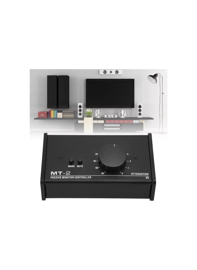 Passive Stereo Volume Controller, Mute Control Large Volume Knob Passive Monitor Controller XLR and 3.5mm Interface Plug and Play for Laptop