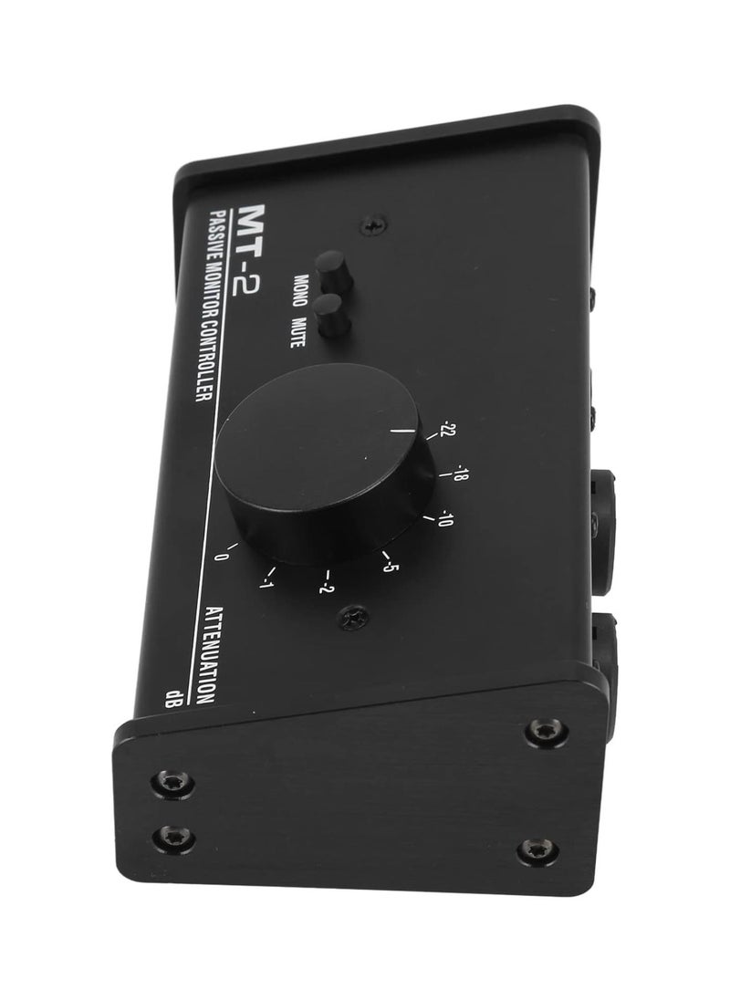 Passive Stereo Volume Controller, Mute Control Large Volume Knob Passive Monitor Controller XLR and 3.5mm Interface Plug and Play for Laptop