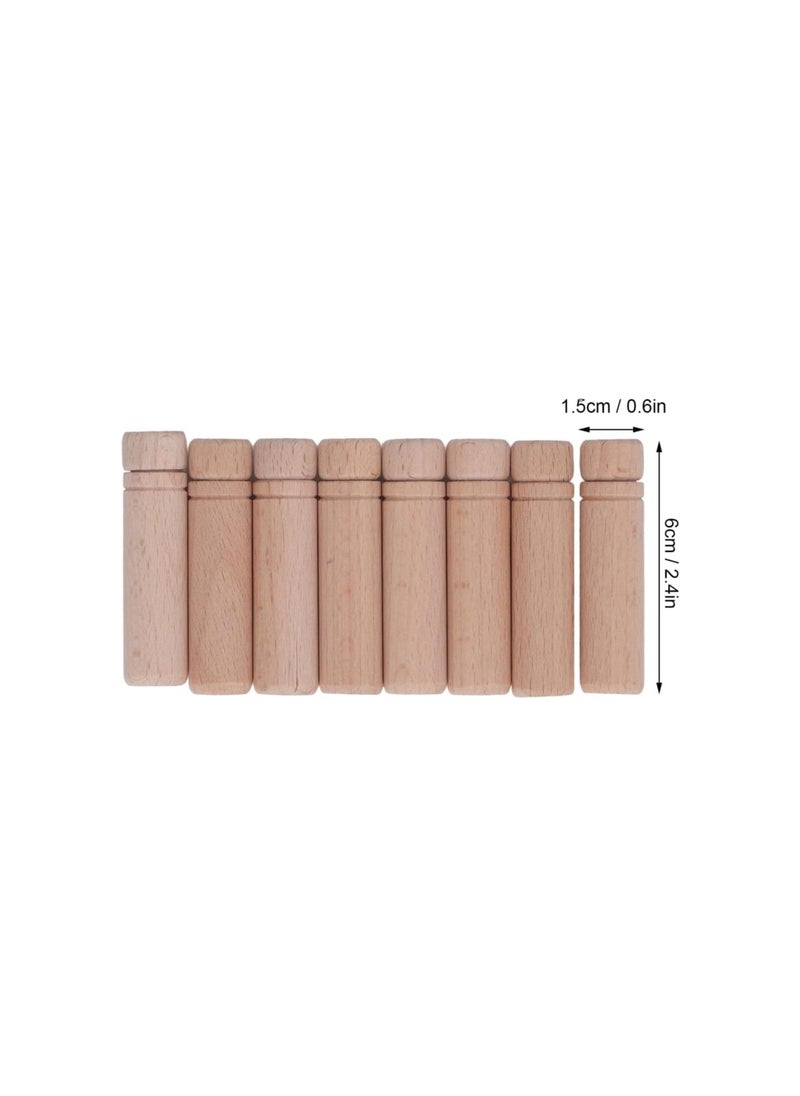 8pcs Wooden Needle Case,Anti Lost Polishing Portable Sewing Needle Holder with 3 Stickers,Lightweight Durability,for Household