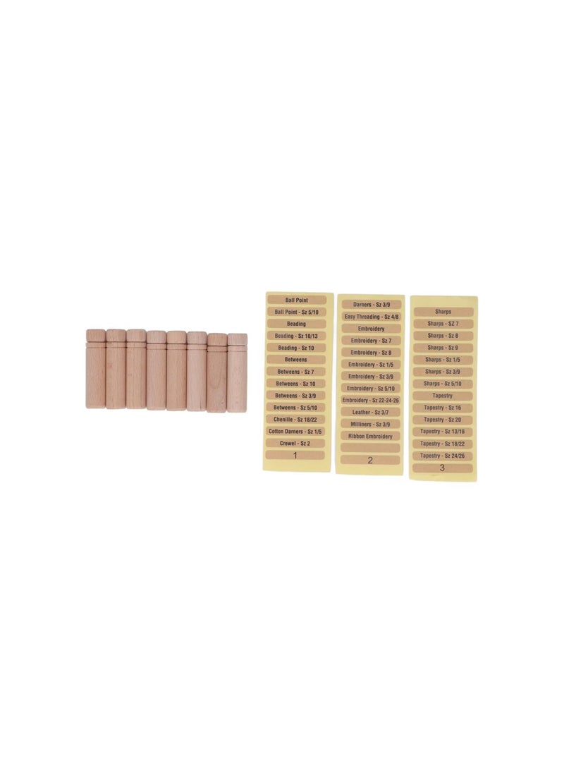8pcs Wooden Needle Case,Anti Lost Polishing Portable Sewing Needle Holder with 3 Stickers,Lightweight Durability,for Household