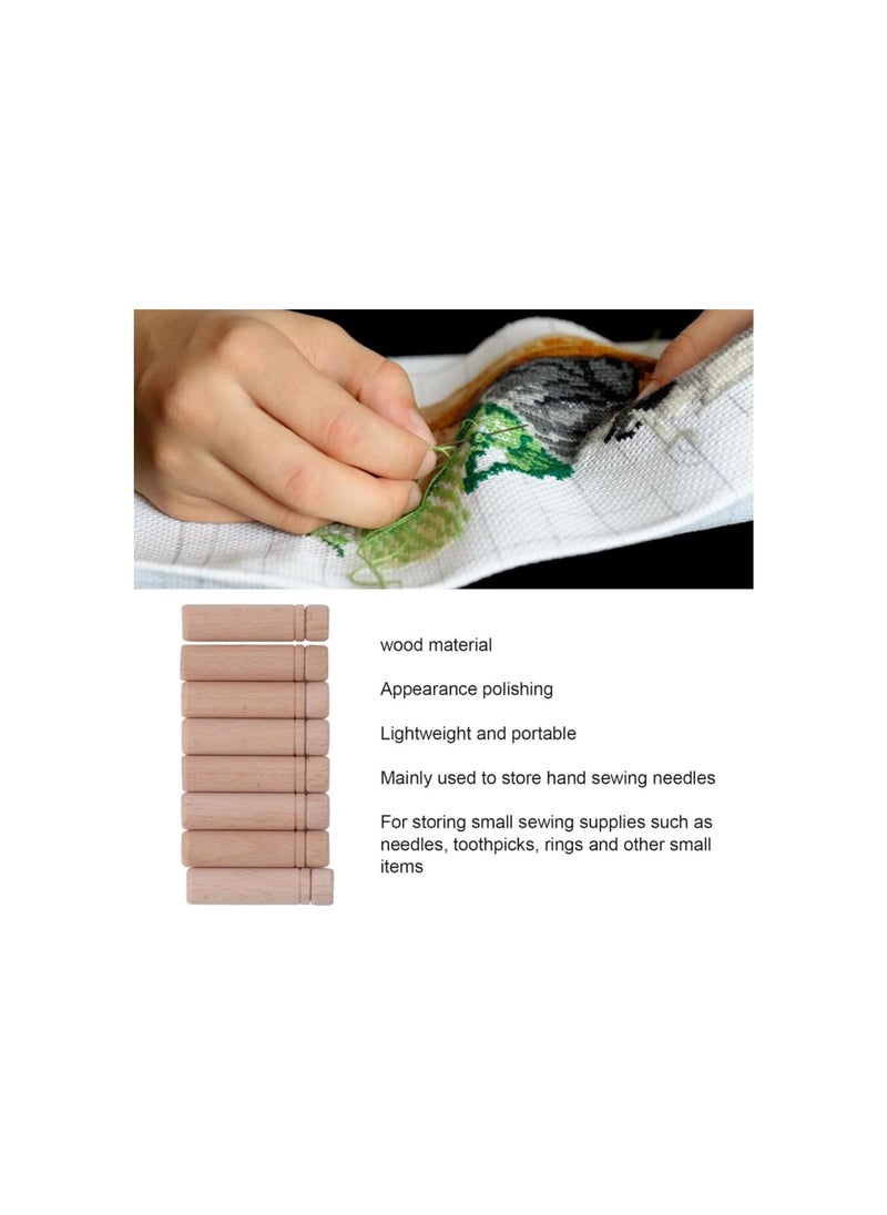 8pcs Wooden Needle Case,Anti Lost Polishing Portable Sewing Needle Holder with 3 Stickers,Lightweight Durability,for Household