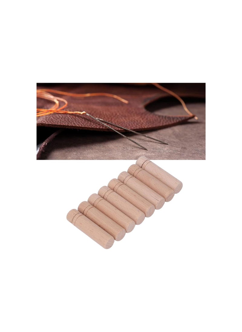 8pcs Wooden Needle Case,Anti Lost Polishing Portable Sewing Needle Holder with 3 Stickers,Lightweight Durability,for Household