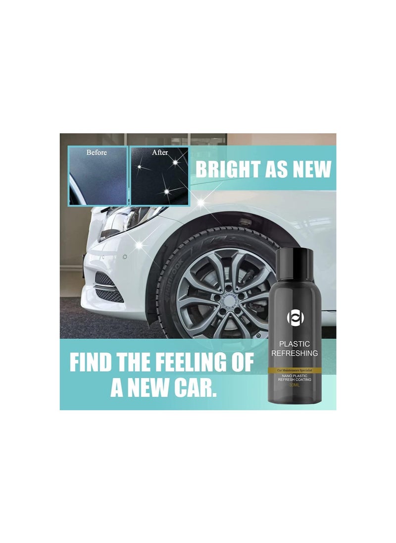 Plastic Revitalizing Coating Agent, Car Plastic Revitalizing Coating Agent, Nano Plastic Refreshing Coating, Car Plastic Parts Refurbish Agent (30ml, 3pcs)