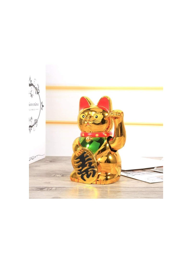 Feng Shui Cat,Large Gold Waving Hand Up Wealth Prosperity Welcoming Cat, Good Luck Feng Shui Decoration