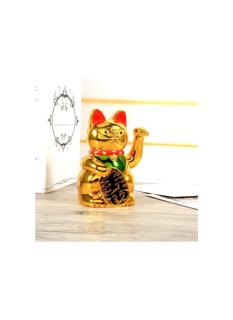 Feng Shui Cat,Large Gold Waving Hand Up Wealth Prosperity Welcoming Cat, Good Luck Feng Shui Decoration