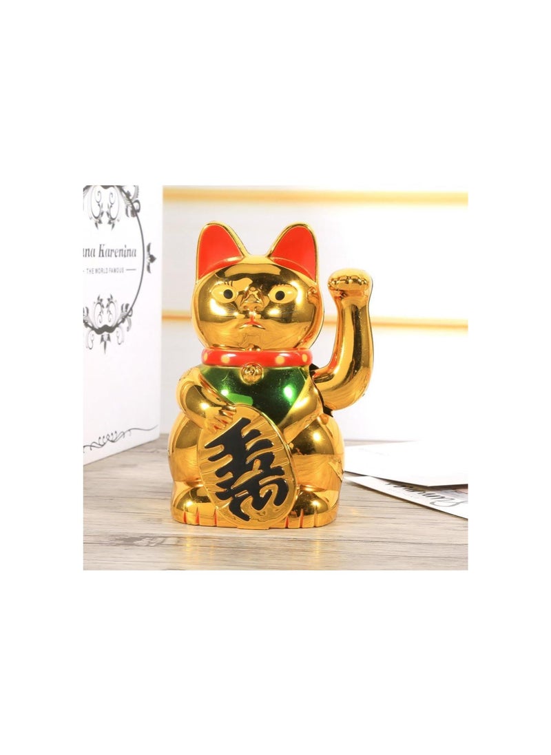Feng Shui Cat,Large Gold Waving Hand Up Wealth Prosperity Welcoming Cat, Good Luck Feng Shui Decoration