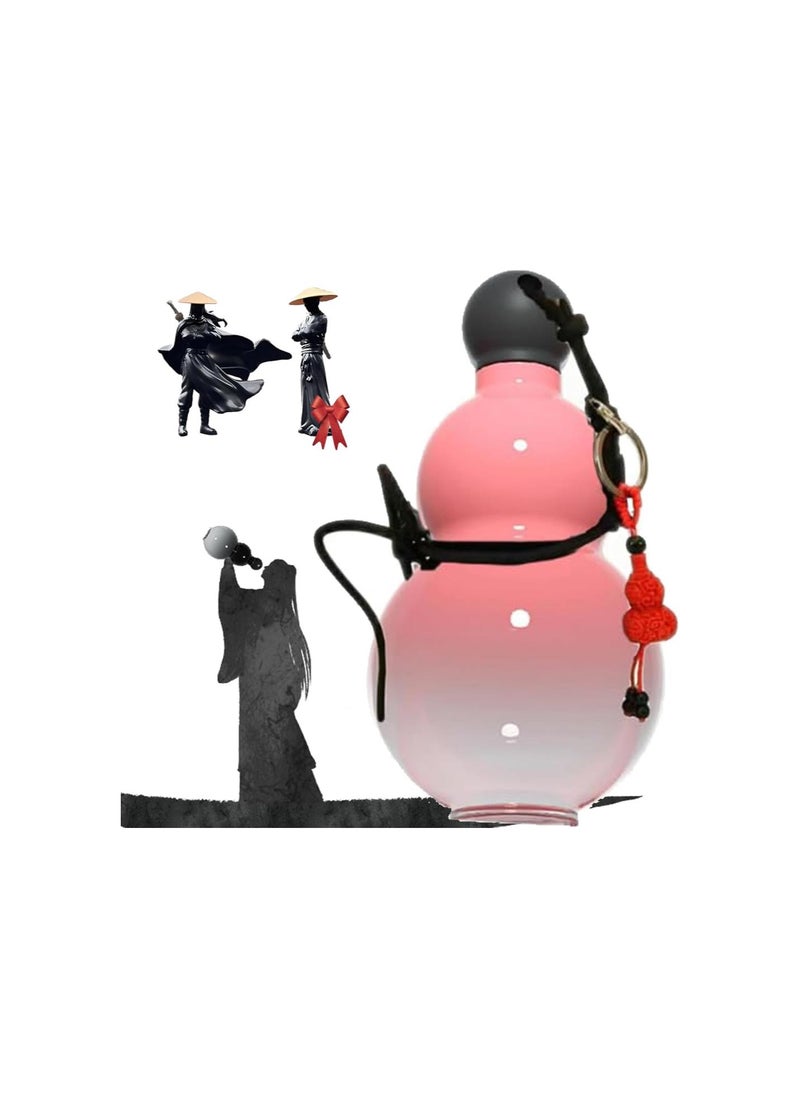 Gourd Water Bottle, 900ml Durable Gourd Style Water Bottle - Chinese Retro-Inspired, Portable Gourd Sports Water Bottle Travel Water Bottle, Large Capacity (Pink)