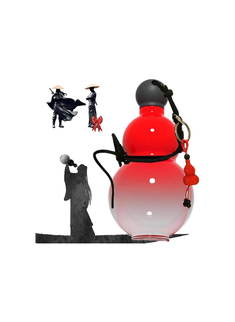 Gourd Water Bottle, 900ml Durable Gourd Style Water Bottle - Chinese Retro-Inspired, Portable Gourd Sports Water Bottle Travel Water Bottle, Large Capacity (Red)
