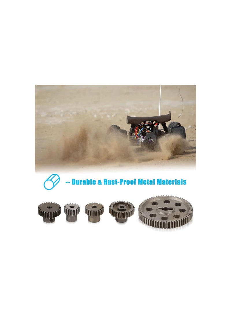 Differential Main Metal Spur Gear, 64T Main Gear and 17T 21T 26T 29T Motor Gear RC Metal Spur Diff Differential Main Gear RC Parts for HSP 1/10 Truck Brontosaurus 94111