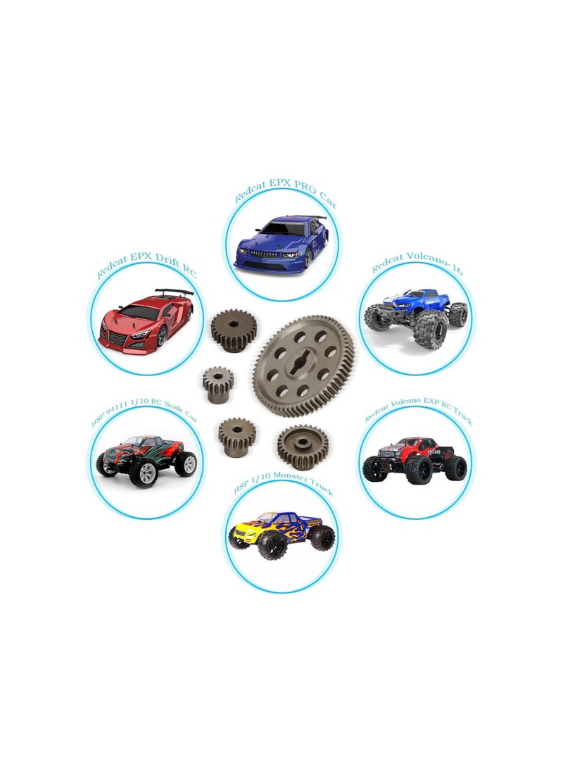 Differential Main Metal Spur Gear, 64T Main Gear and 17T 21T 26T 29T Motor Gear RC Metal Spur Diff Differential Main Gear RC Parts for HSP 1/10 Truck Brontosaurus 94111