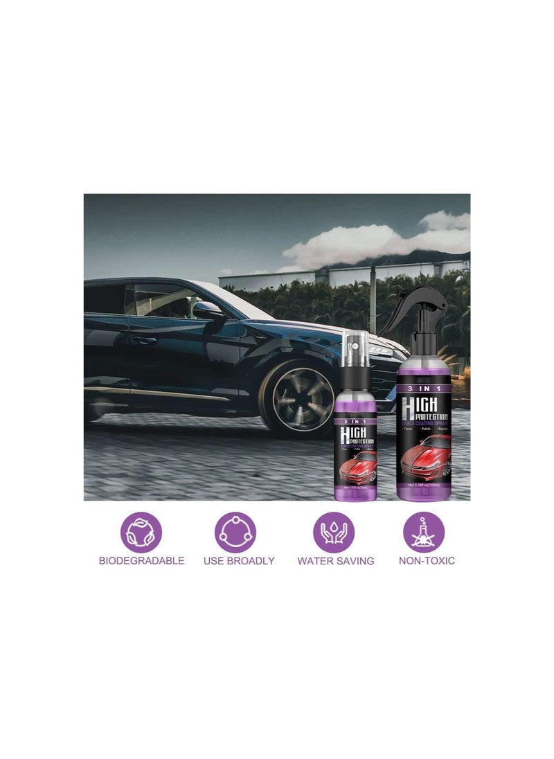 Ceramic Car Coating Spray, 3 In 1 Ceramic Car Coating Spray, 3 In 1 High Protection Quick Car Coating Spray, Ceramic Car Polish and Protect Coating Wax (2Pcs-100ml)