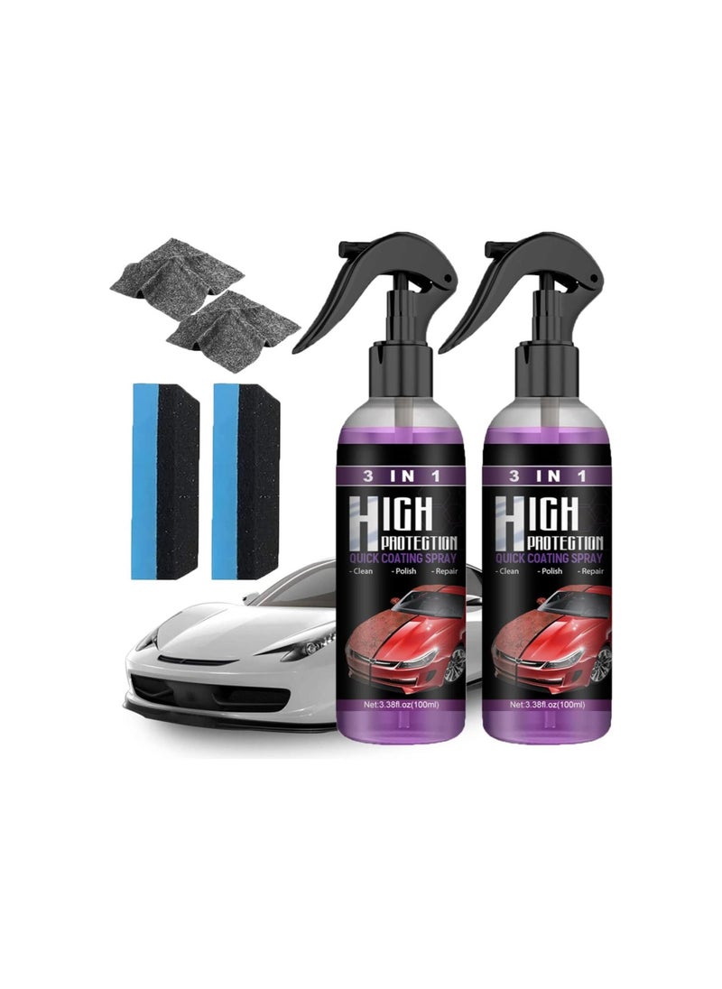 Ceramic Car Coating Spray, 3 In 1 Ceramic Car Coating Spray, 3 In 1 High Protection Quick Car Coating Spray, Ceramic Car Polish and Protect Coating Wax (2Pcs-100ml)