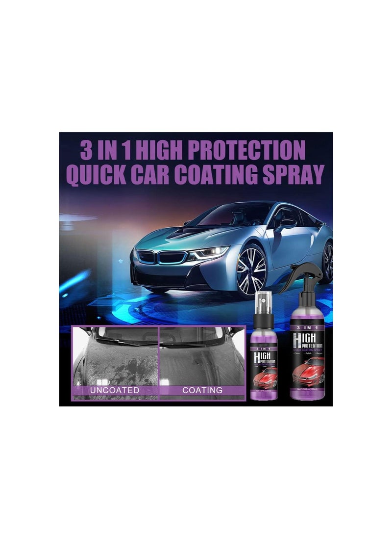 Ceramic Car Coating Spray, 3 In 1 Ceramic Car Coating Spray, 3 In 1 High Protection Quick Car Coating Spray, Ceramic Car Polish and Protect Coating Wax (2Pcs-100ml)