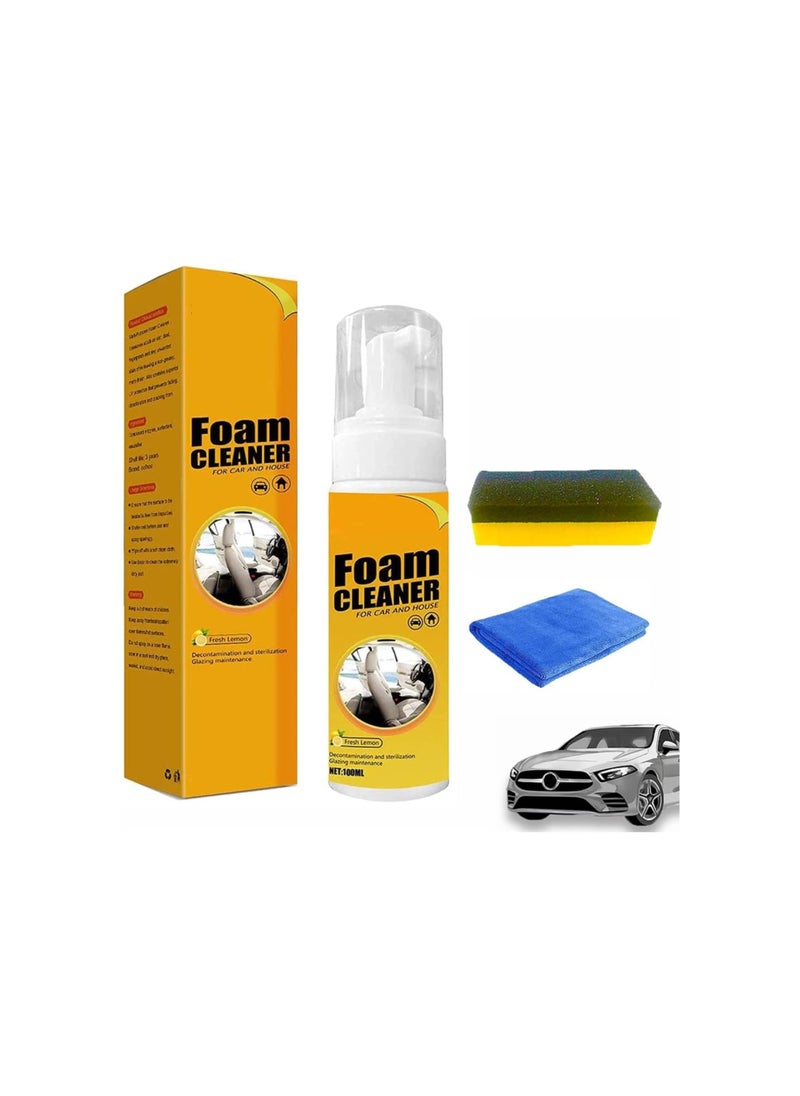 Amplesunshine Foam Cleaner, Spray Foam Cleaner, Multifunctional Car Foam Cleaner, Foam Cleaner for Car and House Lemon Flavor, Powerful Stain Removal Kit Foam Cleaner (100 ml 1 Pcs)