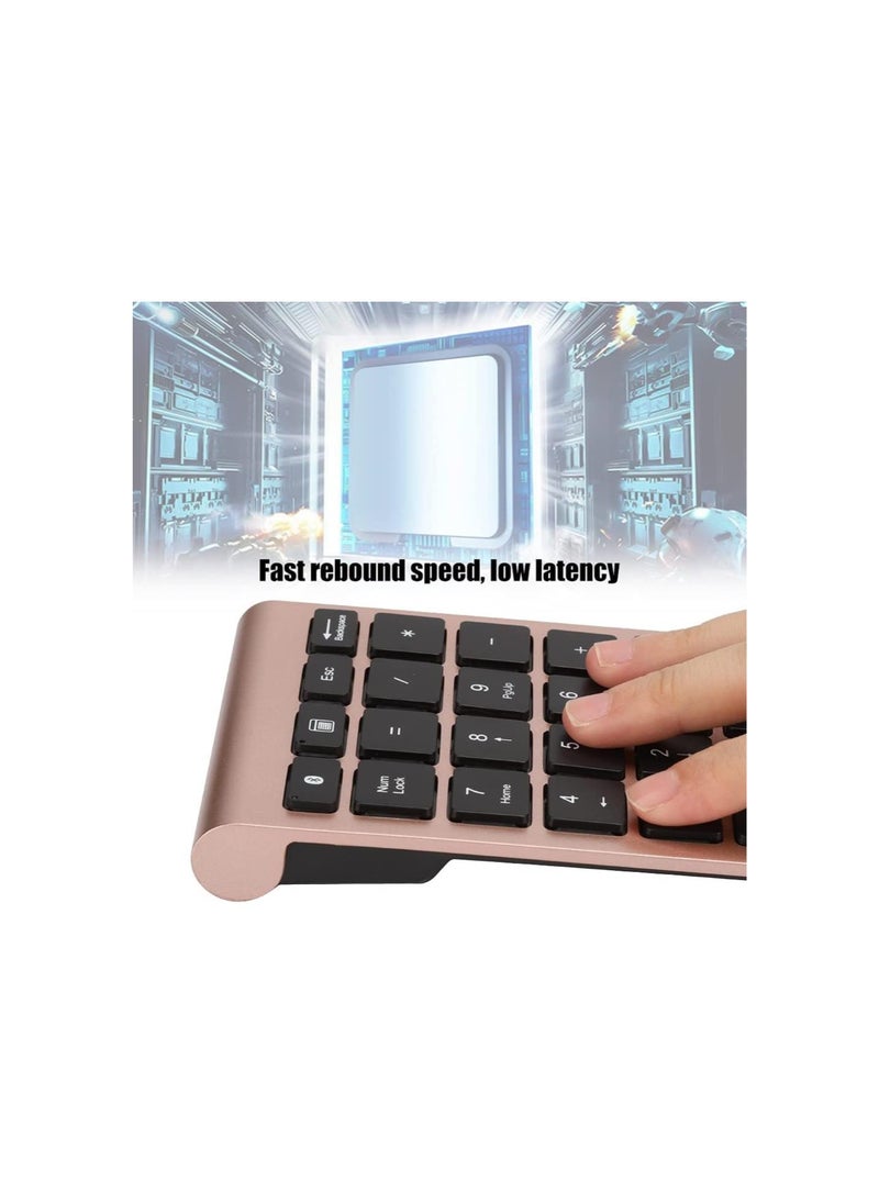 Wireless Number Pads, 22 Keys Numeric Keypad Ultra Thin Extensions Number Keyboard Bluetooth 3.0 Portable Number Numpad for Laptop, PC, Desktop(Rose Gold)