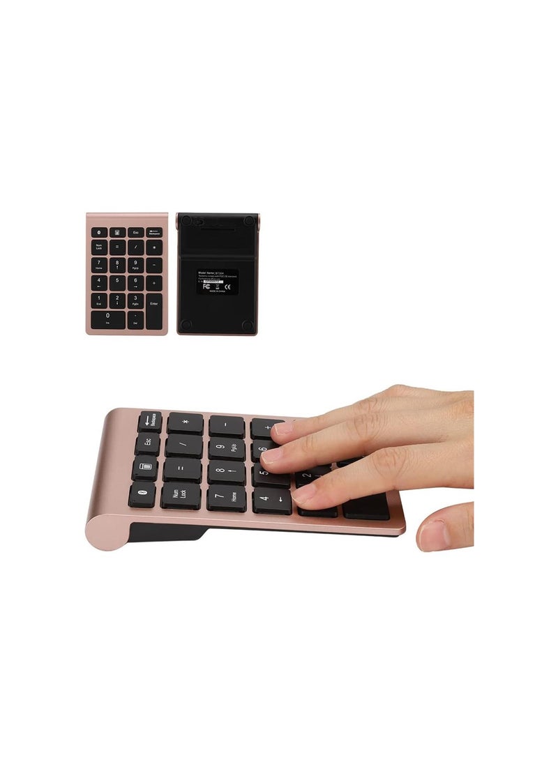 Wireless Number Pads, 22 Keys Numeric Keypad Ultra Thin Extensions Number Keyboard Bluetooth 3.0 Portable Number Numpad for Laptop, PC, Desktop(Rose Gold)