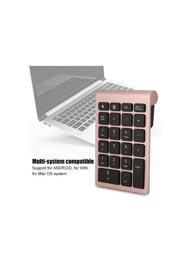 Wireless Number Pads, 22 Keys Numeric Keypad Ultra Thin Extensions Number Keyboard Bluetooth 3.0 Portable Number Numpad for Laptop, PC, Desktop(Rose Gold)