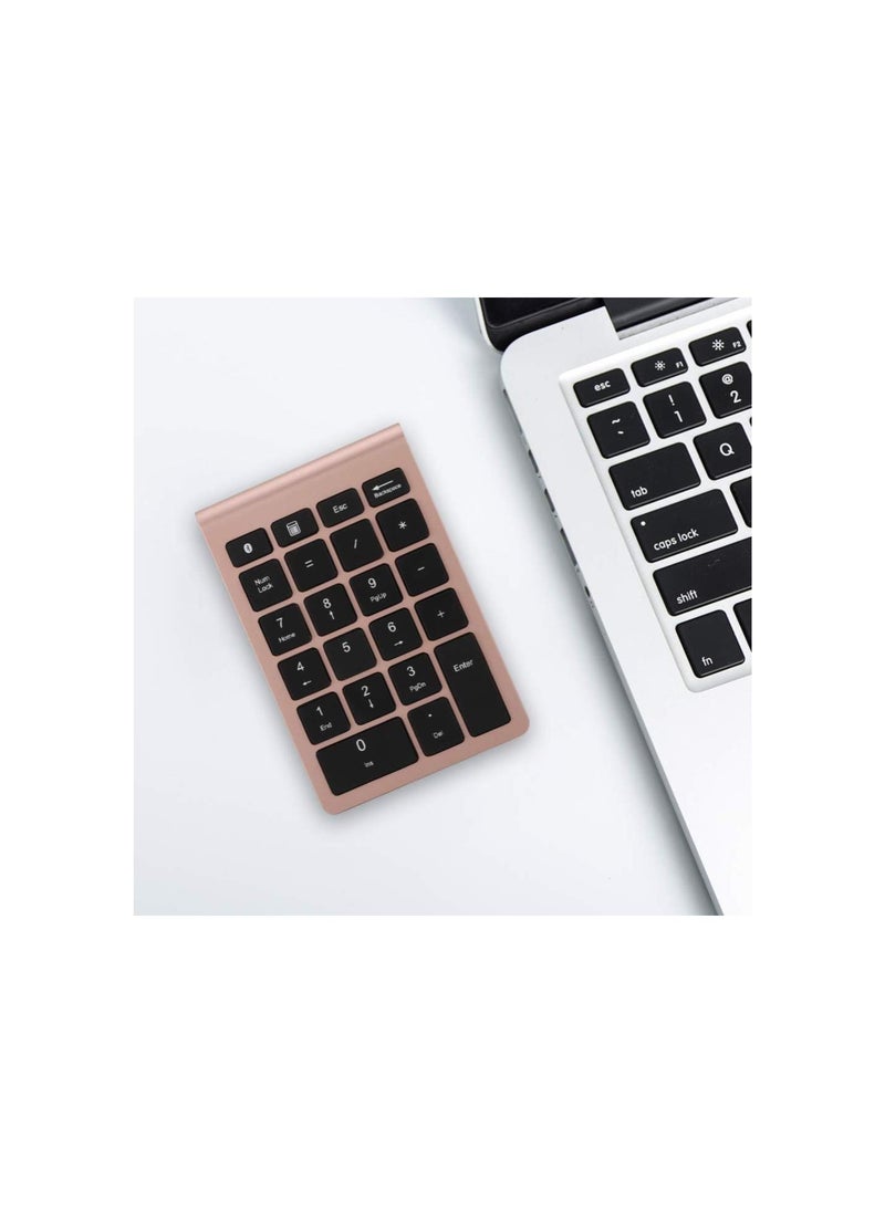 Wireless Number Pads, 22 Keys Numeric Keypad Ultra Thin Extensions Number Keyboard Bluetooth 3.0 Portable Number Numpad for Laptop, PC, Desktop(Rose Gold)