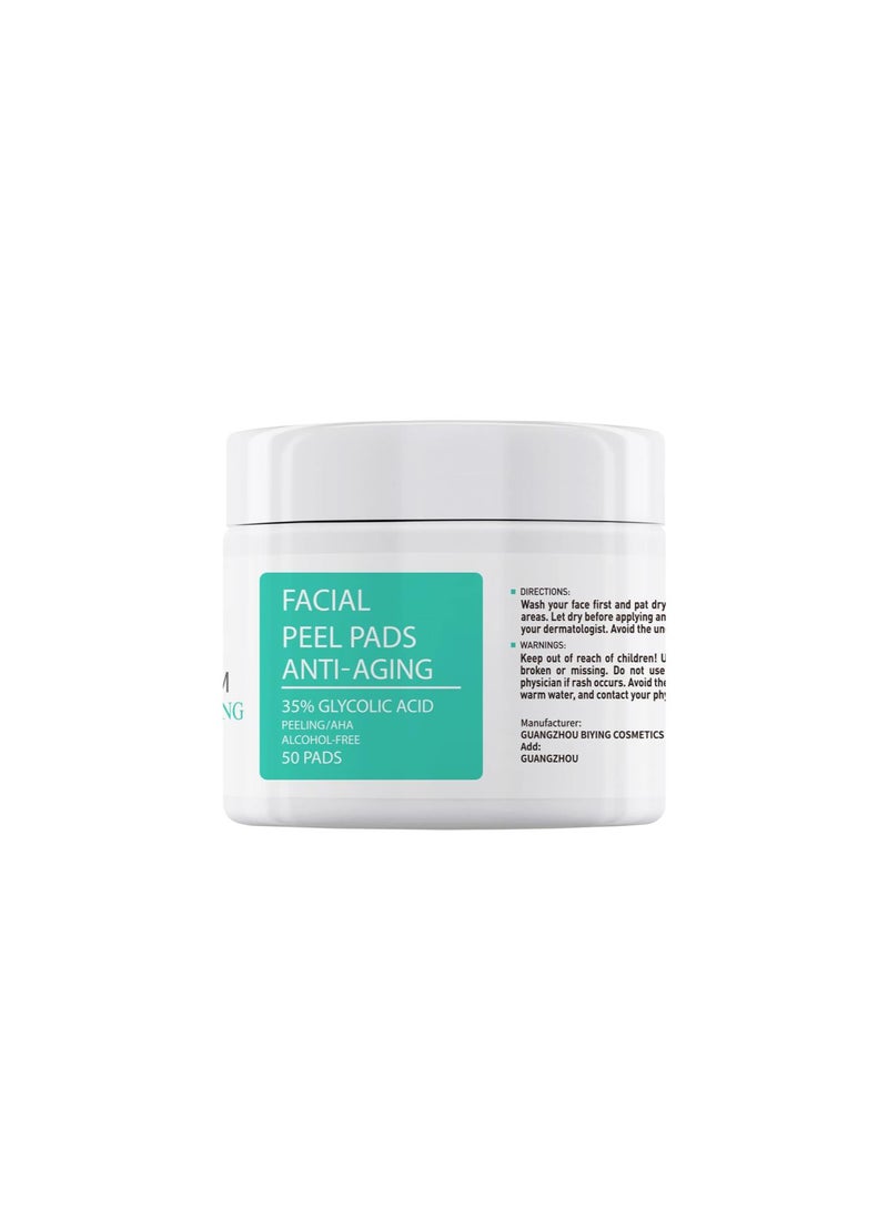 Glycolic Acid Pads 35% AHA Facial Resurfacing Pads, Glycolic Acid Toner Exfoliating Face Wipes Peel Exfoliant Pads Face Peel Facial Pads for Fine Lines & Wrinkles 50 Pads