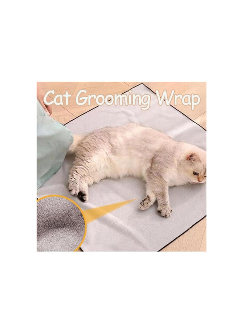 Cat Grooming Wrap, Anti-Escape Fabric Wrap for Cats, Self-Adherent Cat Swaddle Wrap for Nail Trimming, Cat Burrito Wrap Cat Restraint Bag for Nail Clipping (E, 70cm * 70cm)