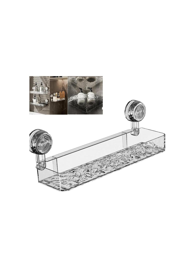 Androf Acrylic Transparent Shower Storage, Raidley No Drill Clear Wall Caddy Large Capacity, Drainage, Raidley Easymount Bathroom Storage Shelf (Rectangle-Silver)