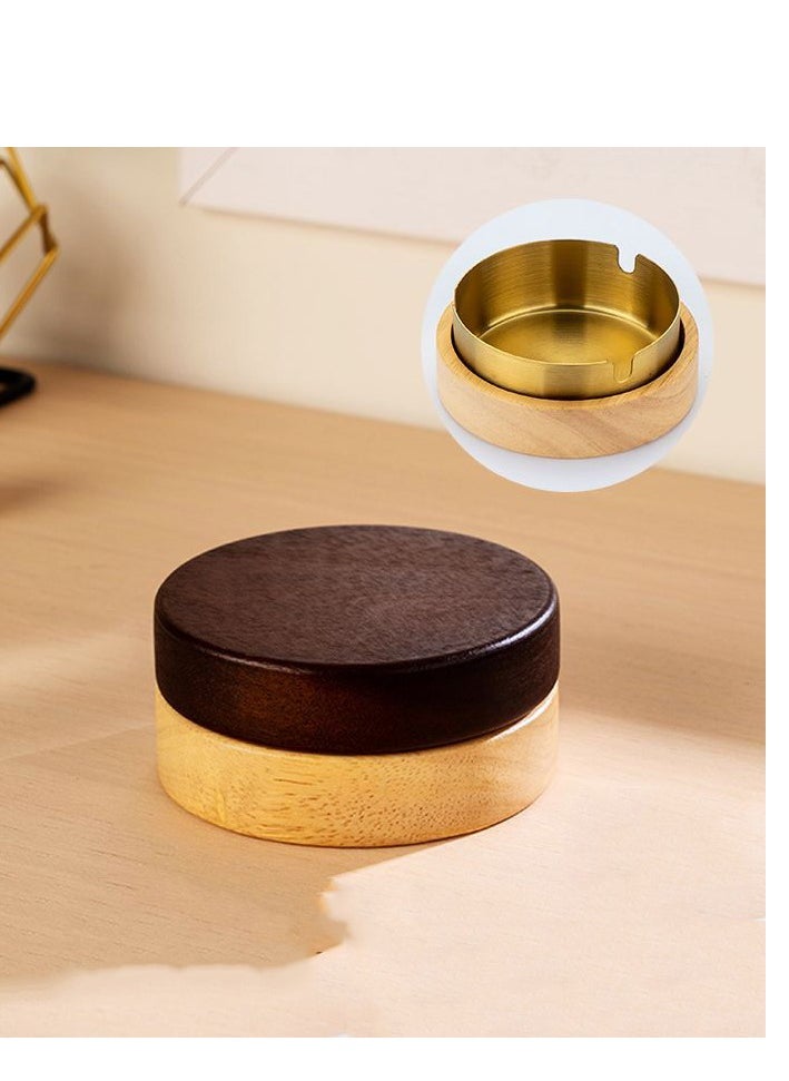 wooden ashtray with golden stainless steel liner decorative ash tray