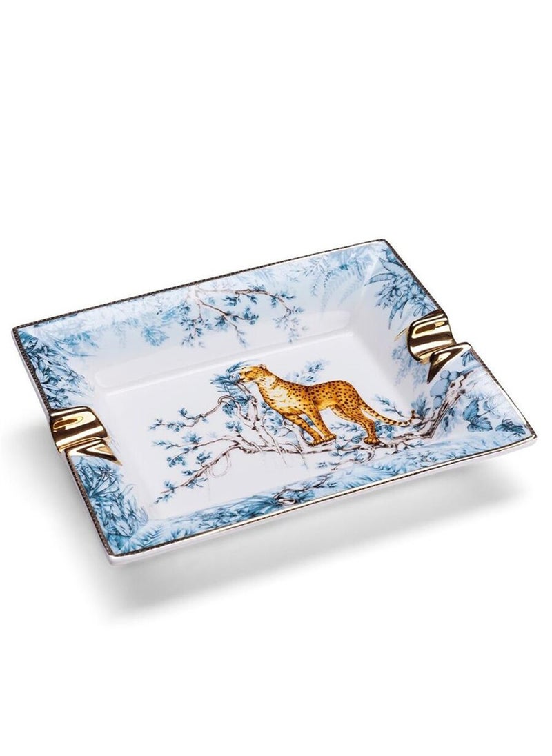 Leopard Gold Porcelain Cigar Ashtray - Elegant and Exotic Design