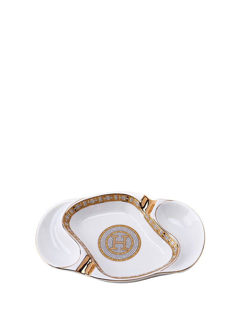 Gold Mosaic Porcelain Cigar and Pipe Ashtray