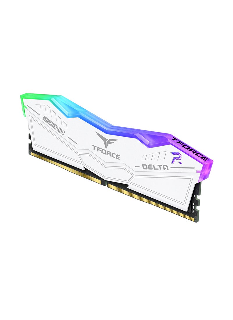 TEAM 32GB (2 x 16GB) 6200MHz CL38 DELTA RGB DDR5 Desktop Memory, Intel 700 Series & AMD EXPO Compatible, 49,600 MB/s Data Transfer, 1.25V, XMP 3.0, On-Die ECC, Smart RGB Lighting, FF4D532G6200HC38ADC01