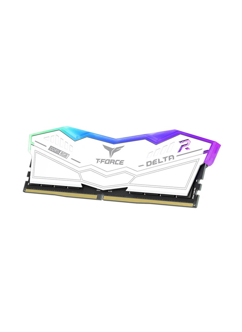 TEAM 32GB (2 x 16GB) 6200MHz CL38 DELTA RGB DDR5 Desktop Memory, Intel 700 Series & AMD EXPO Compatible, 49,600 MB/s Data Transfer, 1.25V, XMP 3.0, On-Die ECC, Smart RGB Lighting, FF4D532G6200HC38ADC01