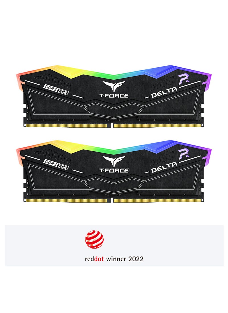 TEAM 32GB (2 x 16GB) 6200MHz CL38 DELTA RGB DDR5 Desktop Memory, Intel 700 Series & AMD EXPO Compatible, 49,600 MB/s Data Transfer, 1.25V, XMP 3.0, On-Die ECC, Smart RGB Lighting, FF3D532G6200HC38ADC01