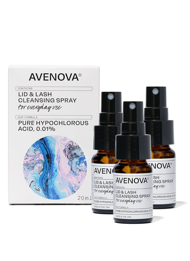 Avenova Eyelid and Eyelash Cleanser Spray 3 Pack – Gentle Everyday Hypochlorous Acid Lid and Lash Cleansing Spray For Clearer and Healthier Eyes, 60mL (2.04oz)