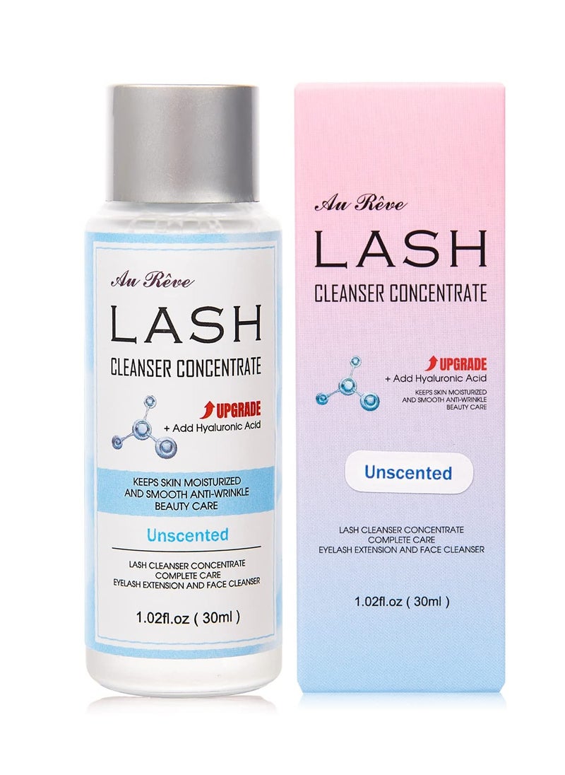 Lash Shampoo Concentrate 30ml Lash Cleanser Concentrate Add Hyaluronic Acid Oil-Free Lash Extension Shampoo Perfect for Salon，Unscented